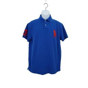 Polo Ralph Lauren Custom Slim Fit Mens Shirt Large Blue Big Pony Rugby Button
